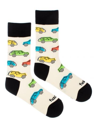 Veselé ponožky farebné autičká