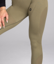 Khaki športové legíny s jemným dierkovaním po bokoch